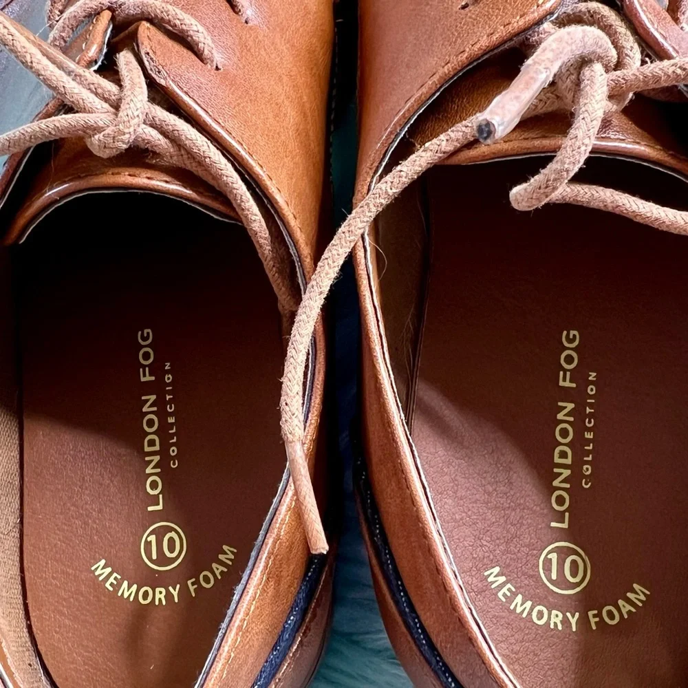 London Fog Bradford Brown Derby Shoes Men’s Size 10 Memory Foam Comfort Lace Up